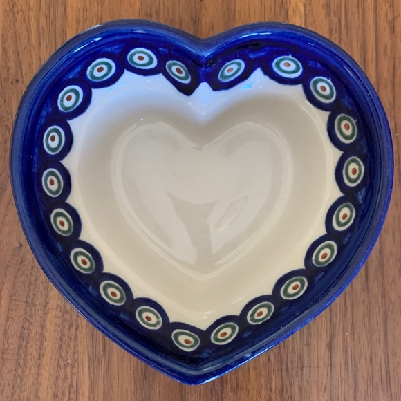 Polish Pottery Boleslawiec Handmade Heart Bowl - Picture 1 of 3